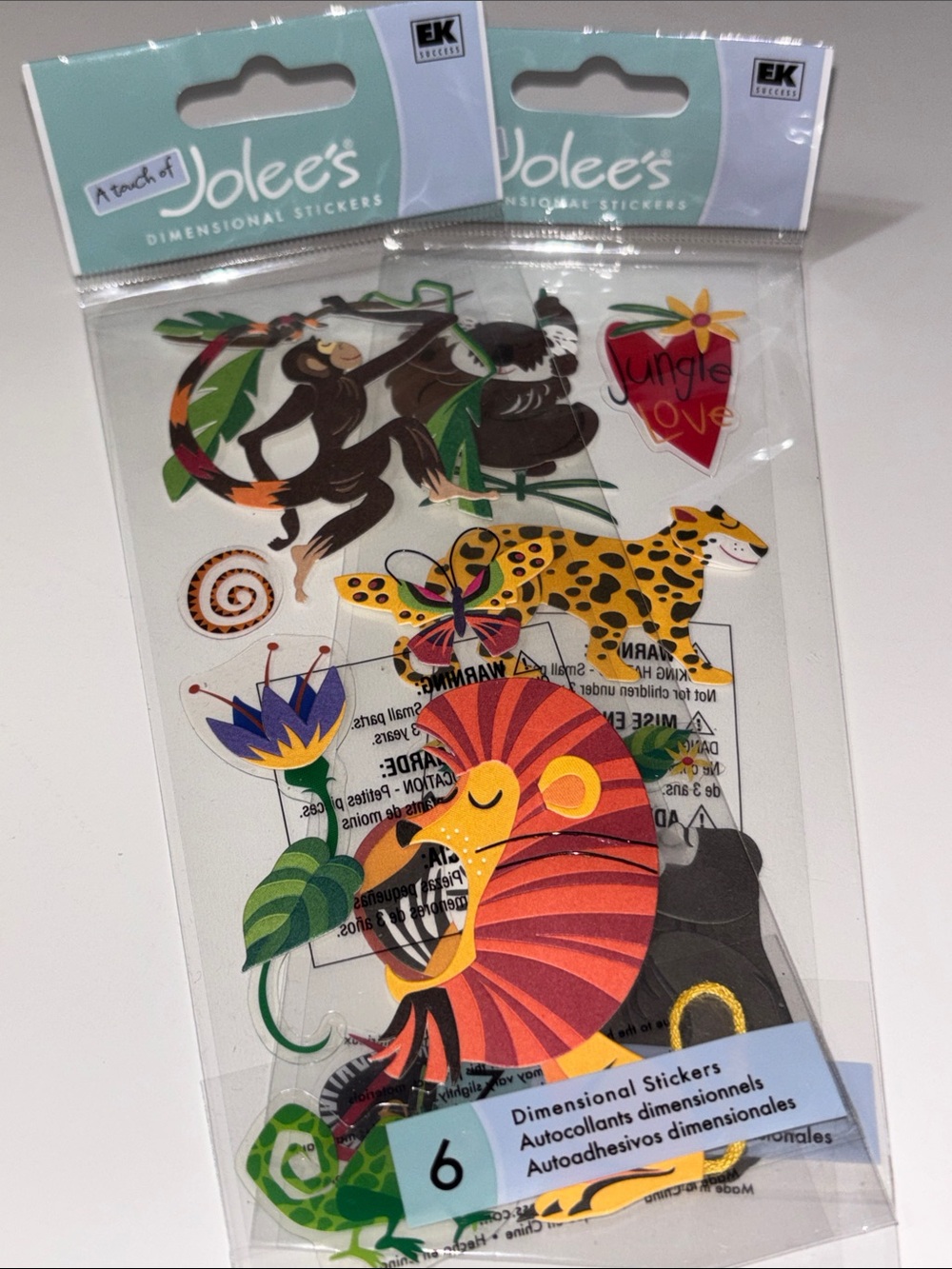 Jolee's Dimensional Jungle Animal Stickers - Bright Multicolor